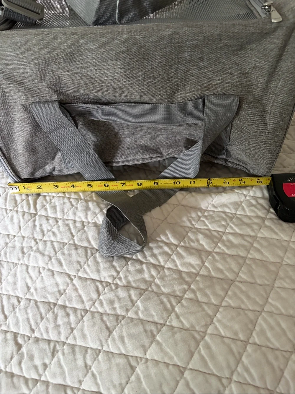New 19” Pet Carrier Dog Bird Cat Bunny Gray Mesh Three Straps Padded Foldable